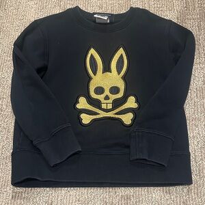 Psycho Bunny Kids Navy Sweatshirt with Gold Logo, 7/8